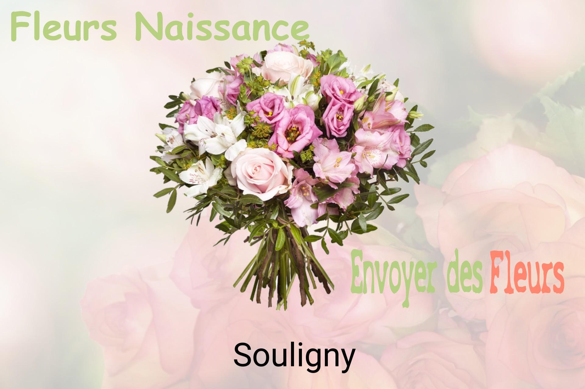 Bouquet de fleurs de naissance livré à Souligny