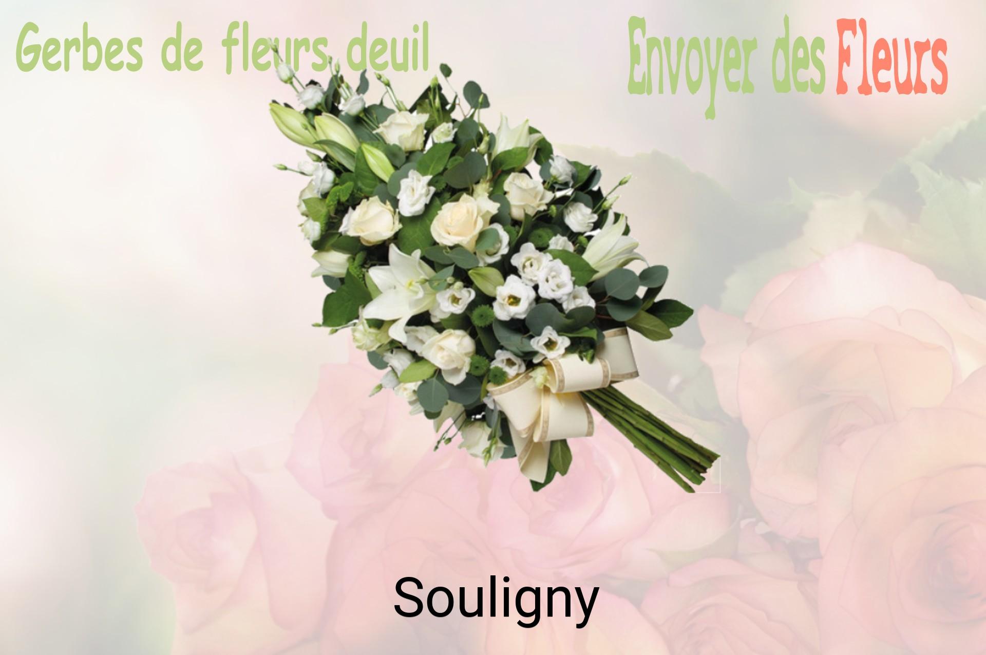 Gerbe de fleurs de deuil livrée à Souligny